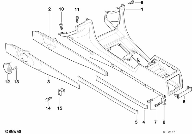 Genuine BMW 51168235488 E38 Front Right Center Console Trim Panel ANTHRAZIT (Inc. 750iLP, 740iLP & 735i) | ML Performance EU Car Parts