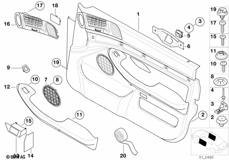 Door trim panel, front