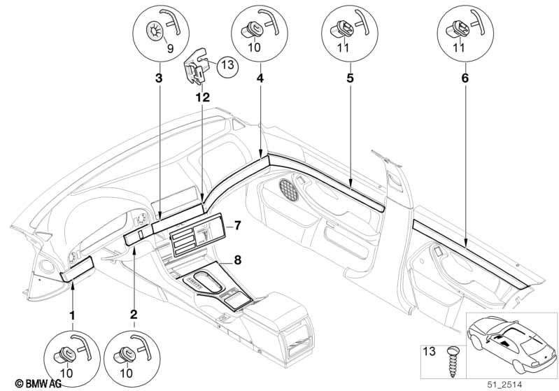 Genuine Bmw 51458256236 E39 Decorative