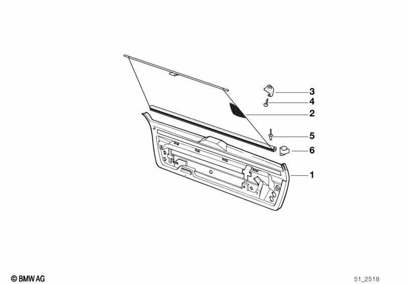 Trunk lid and roller sun blind trim