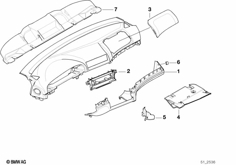Mounting parts, instr. panel