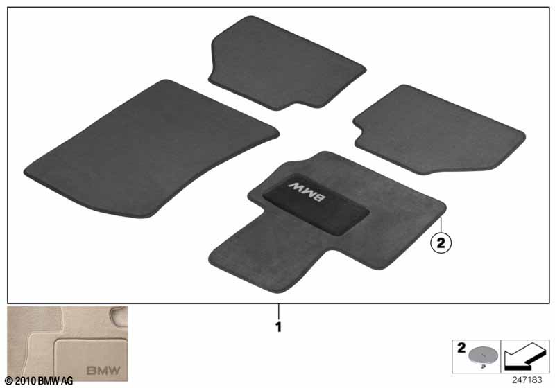 Floor mats, velours