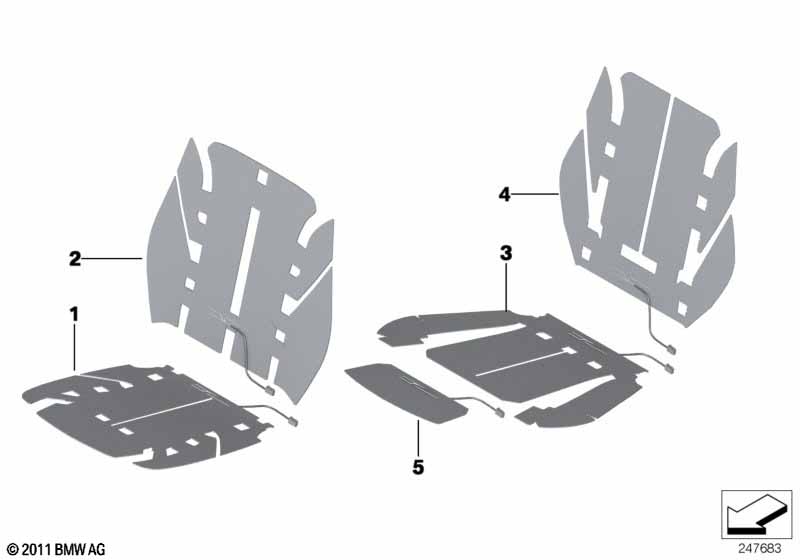 Electrical parts, seat heater, front