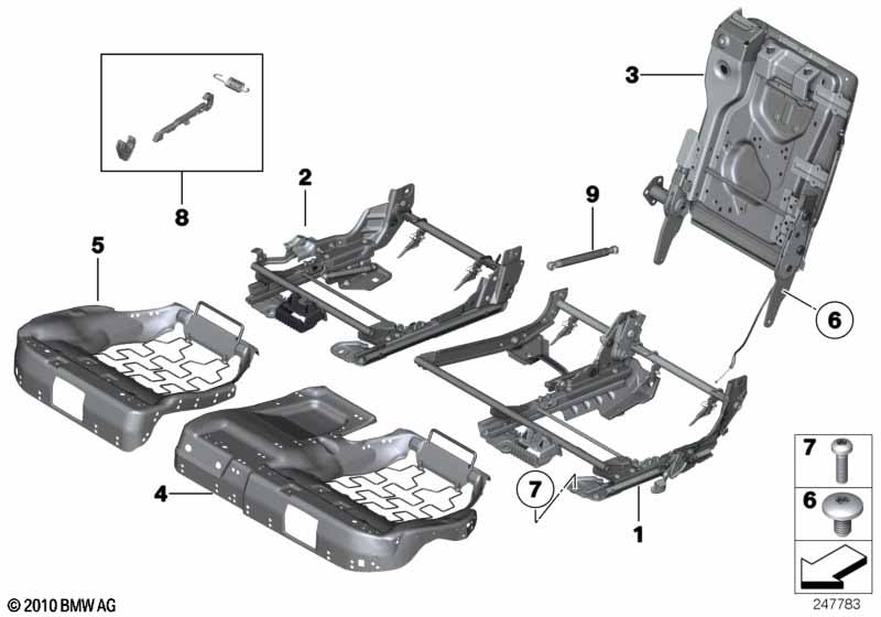 Genuine BMW 52207230144 F07 Seat Frame, Comfort Seat, Right (Inc. 550iX, 530d & 550i) | ML Performance EU Car Parts