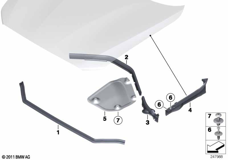 Genuine BMW 51767307863 Left Engine Hood Sealing | ML Performance EU Car Parts