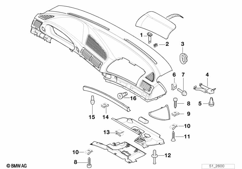 Genuine BMW 51458218248 E38 Right Dashboard Centering Support (Inc. 750iLP, 750iLS & 730iL) | ML Performance EU Car Parts