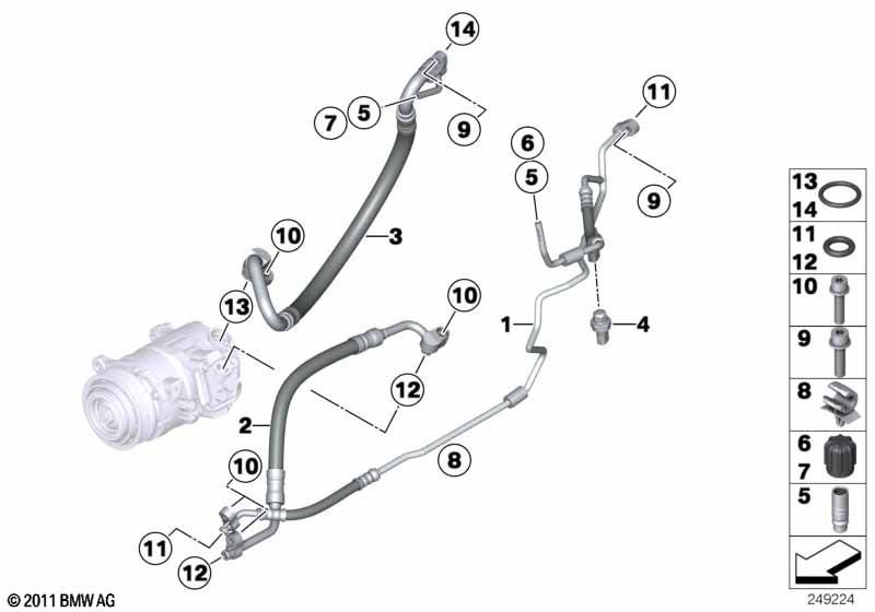 Genuine BMW 64539382727 F25 F26 Pressure Hose Assy Compressor-Condenser R1234YF (Inc. X3) | Duco Car Parts UK Car Parts
