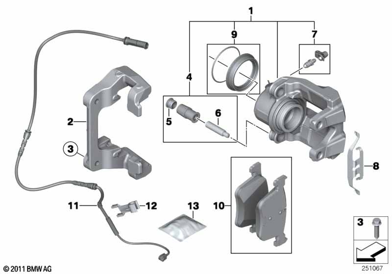 Front brake pad wear sensor