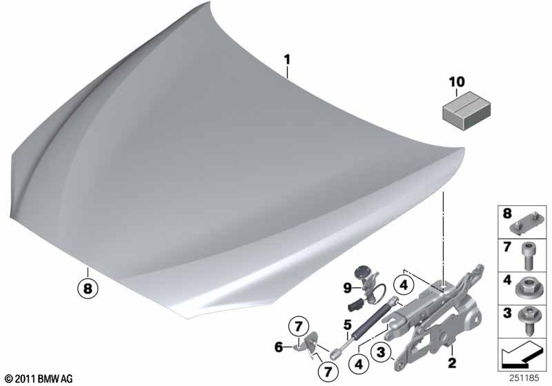 Engine hood/mounting parts