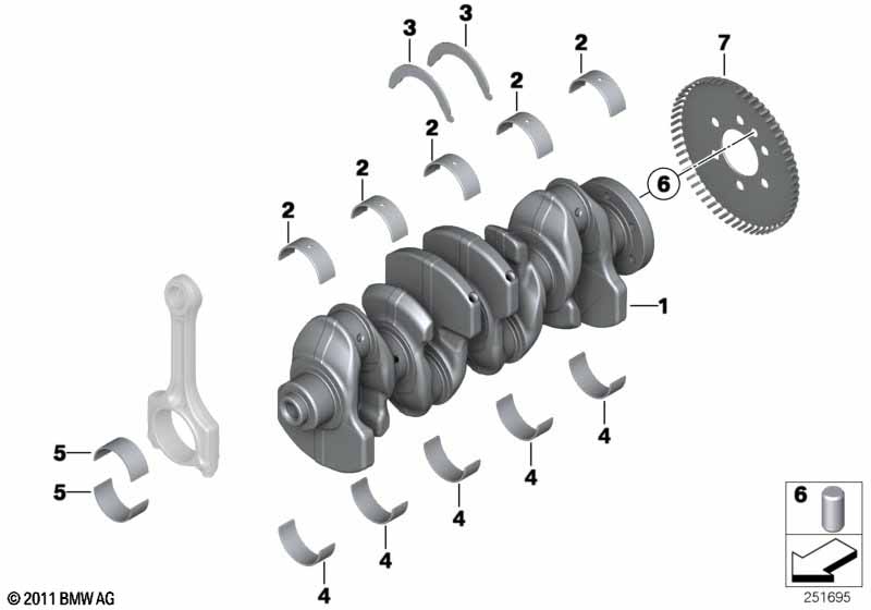 Genuine BMW 11217605506 F30 F21 F20 Bearing Shell, Brown 45,00MM (Inc. 114i, Cooper & 120i) | ML Performance EU Car Parts