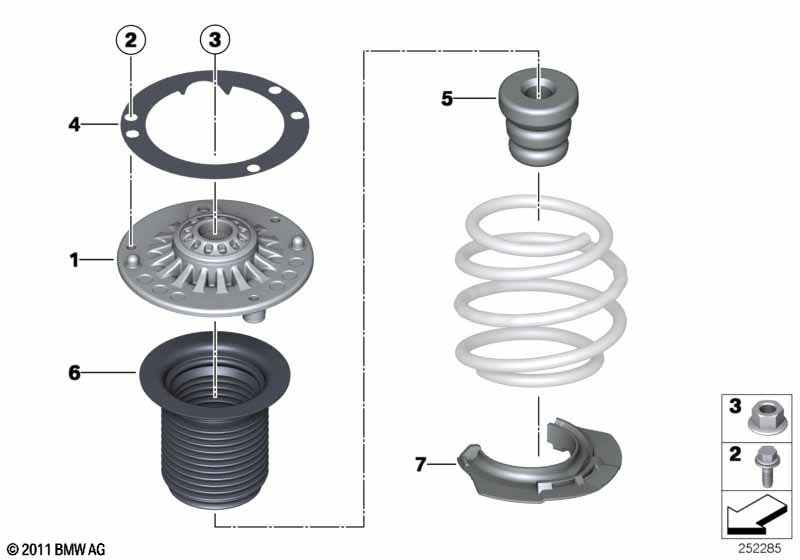 Guide support/spring pad/attaching parts