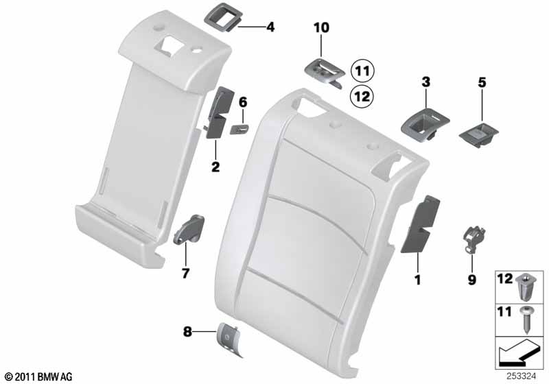 Seat, rear, seat trim covers