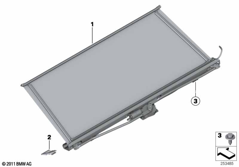 Sun blind, rear window shelf
