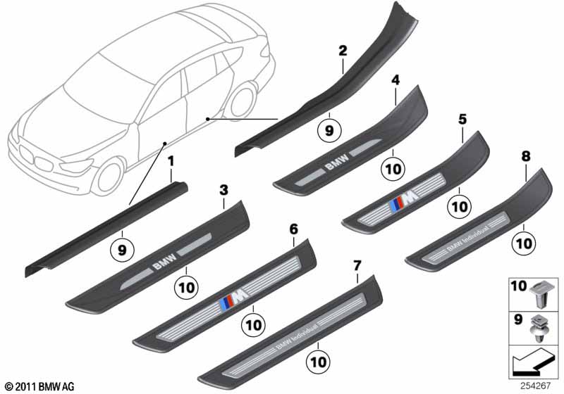 Genuine BMW 51477220446 Cover Molding, Sill, Inner Rear Right ELFENBEINWEISS (Inc. 530d 155kW, 520d & 535iX) | ML Performance EU Car Parts