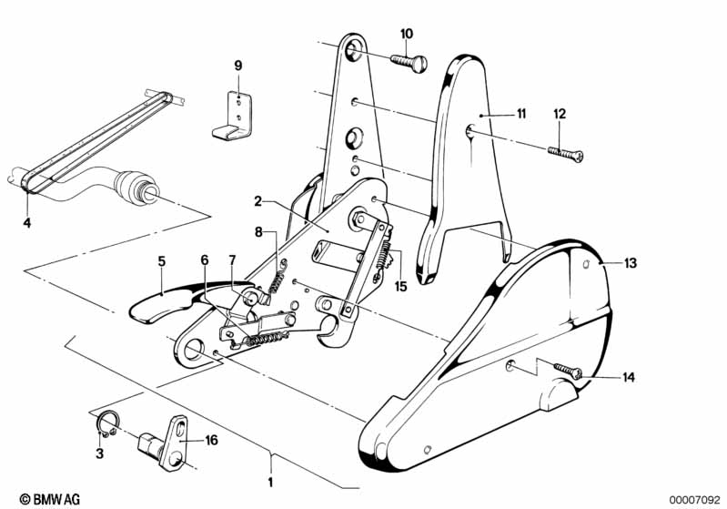Fitting f reclining front seat