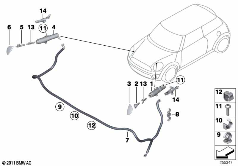 Single parts for head lamp cleaning