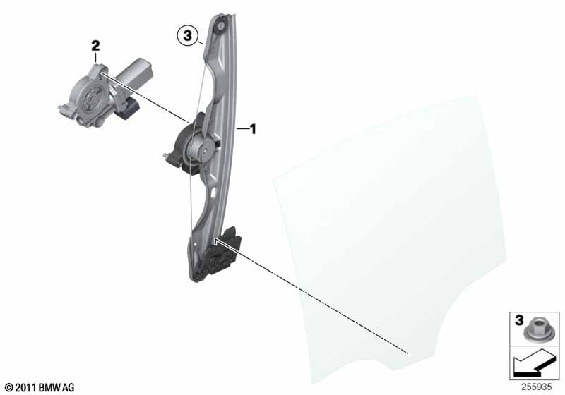 Door window lifting mechanism rear