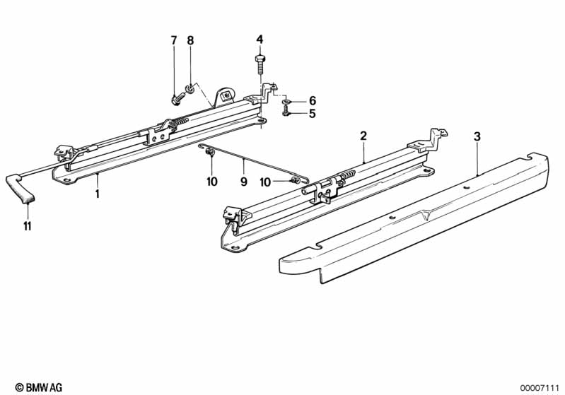 Front seat rail