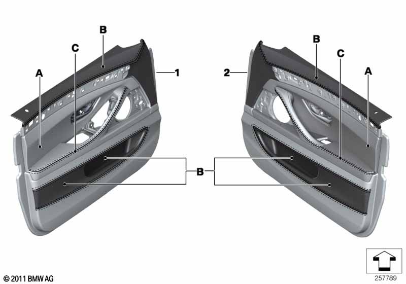 Indi. door trim, all-leather, front