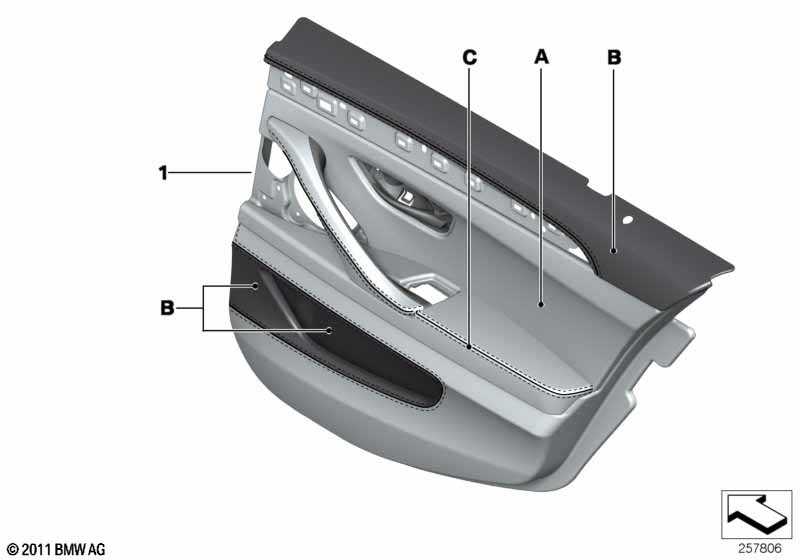 Indi. door trim, all-leather, rear