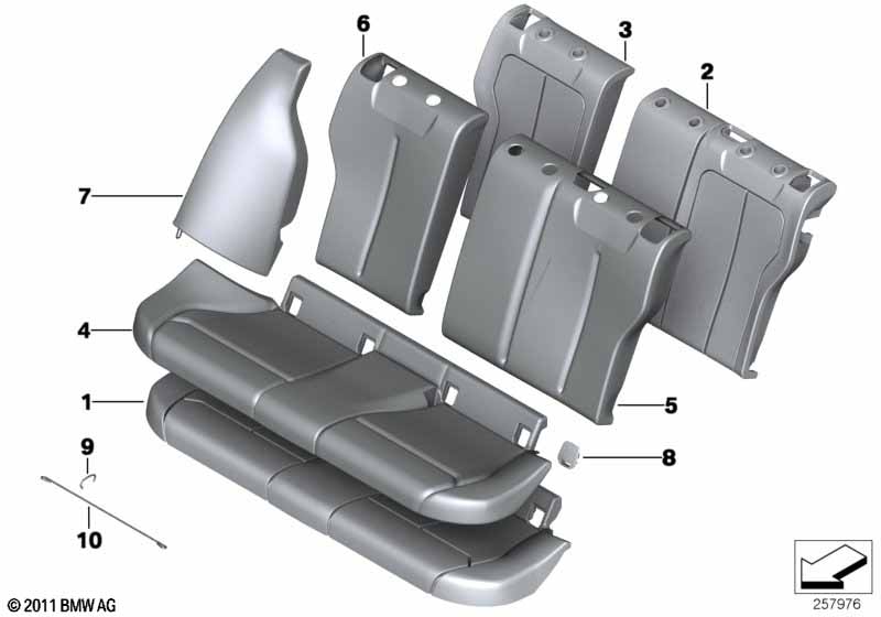 Seat rear, upholstery & cover base seat