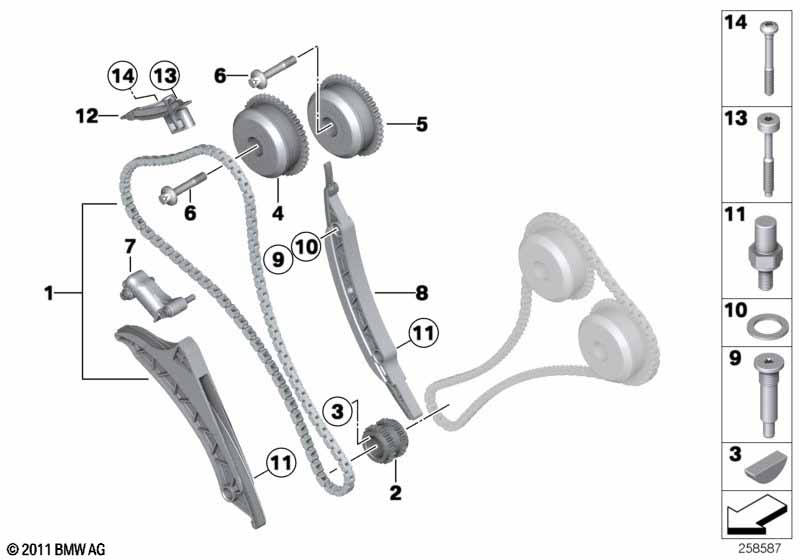Timing gear, timing chain, cyl. 1-4
