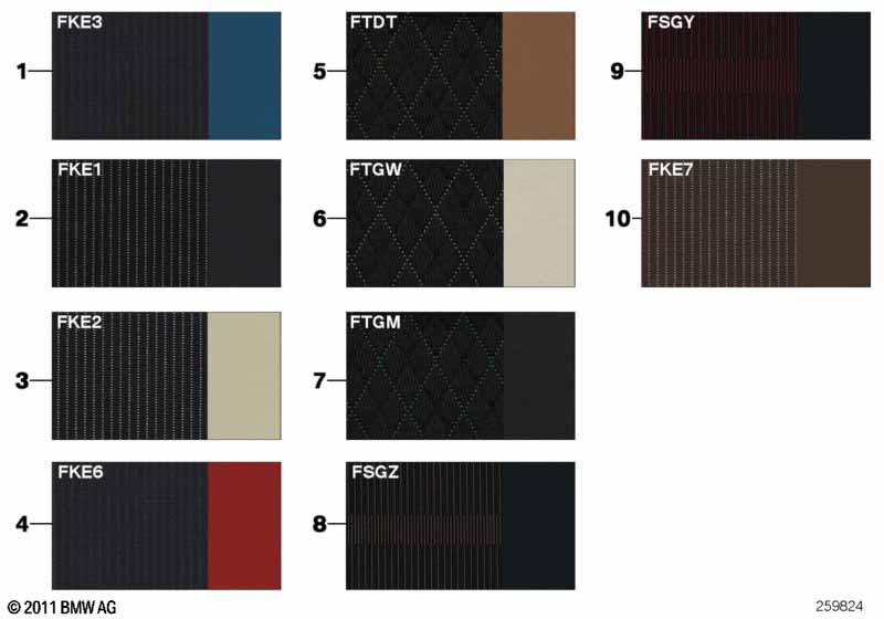 ตัวอย่าง, สีเบาะ, หนัง/ผ้า