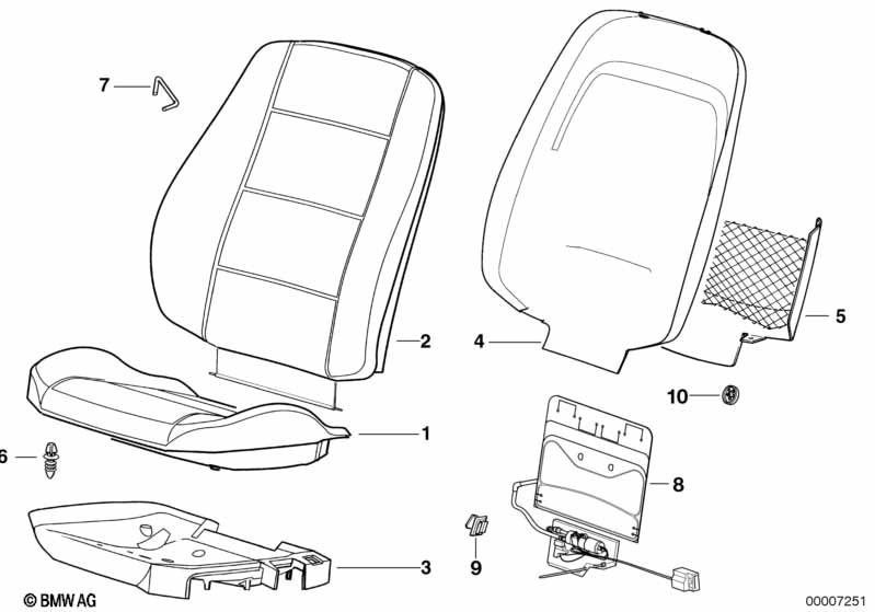 Front seat pad/rear panel/cap