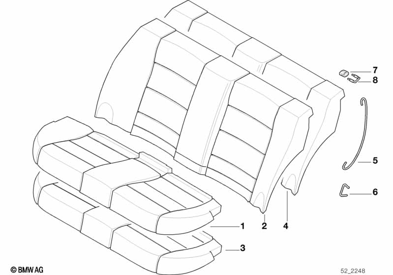 Seat rear, upholstery & cover base seat