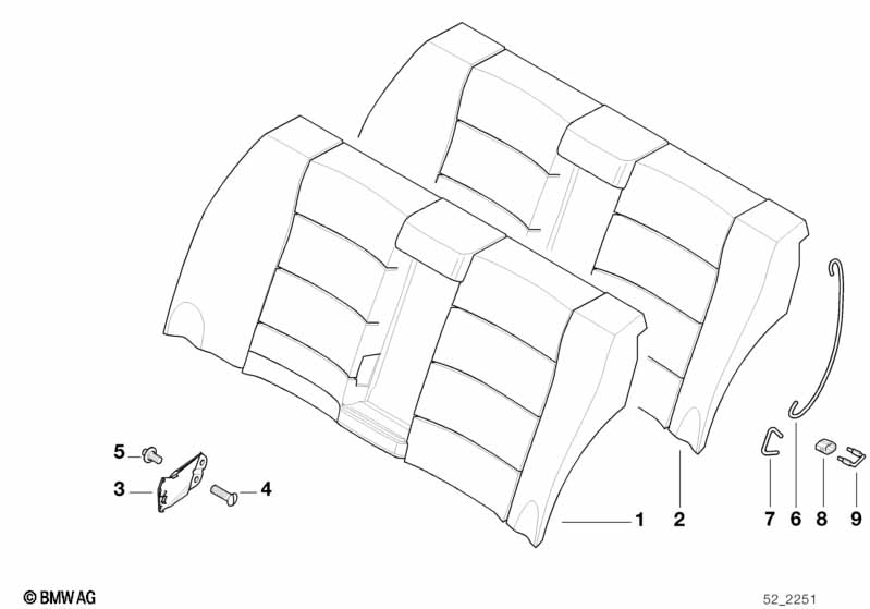 Seat rear, upholstery & cover base seat