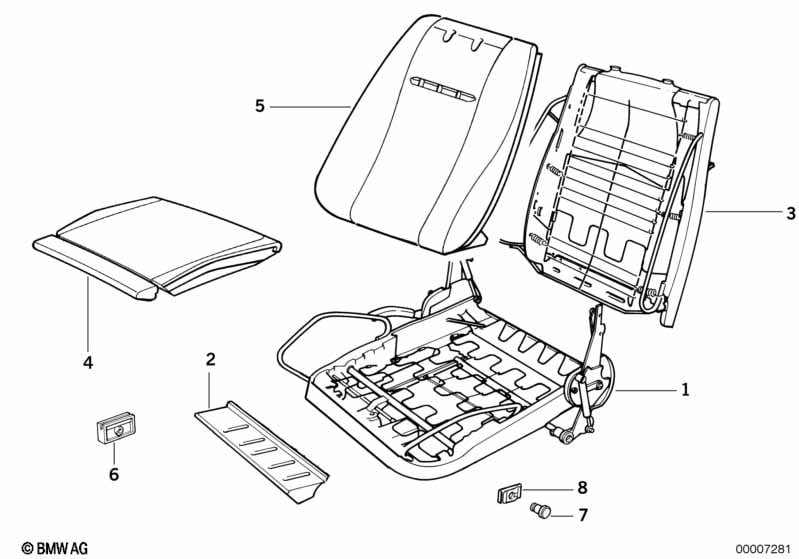 BMW sports seat upholstery parts