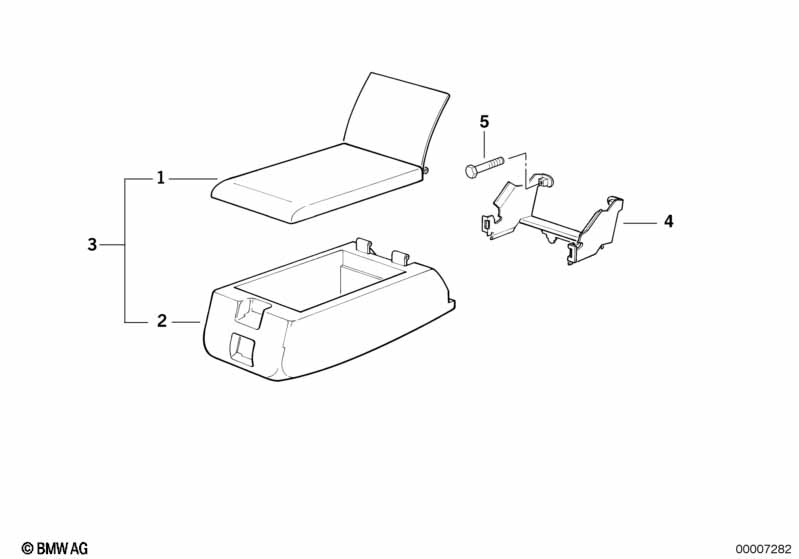 Two-piece center armrest rear