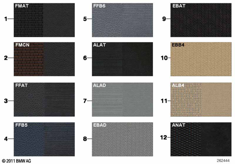 Sample page, upholstery colors, fabric