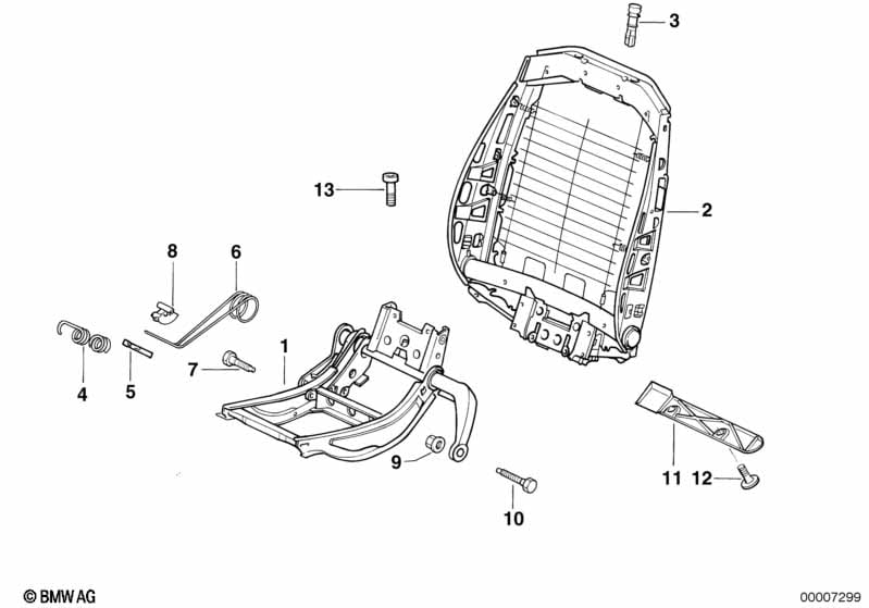 Front seat backrest frame