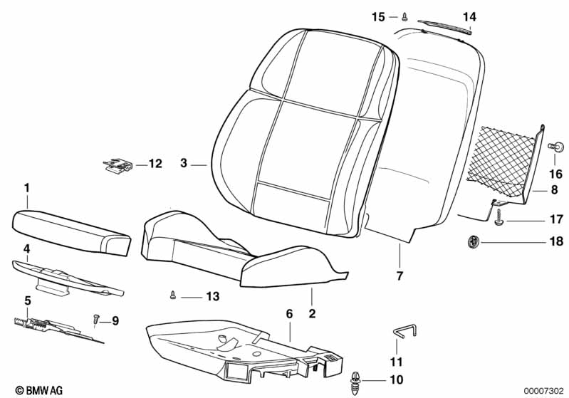 Pad/seat pan of BMW sports seat