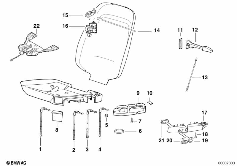 Single parts of front seat controls