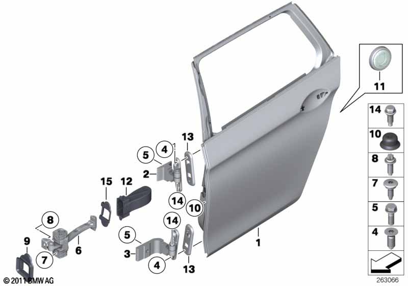 Rear door - hinge/door brake