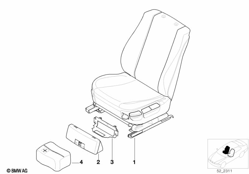 Seat, front, complete seat