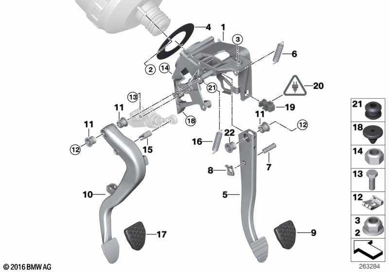 Foot lever mech. with return spring