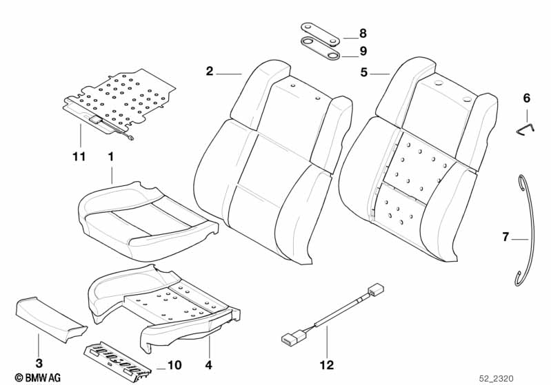 Genuine BMW 52108162302 E38 Pad Seat Backrest (Inc. 740i, 728iL & 750i) | ML Performance EU Car Parts