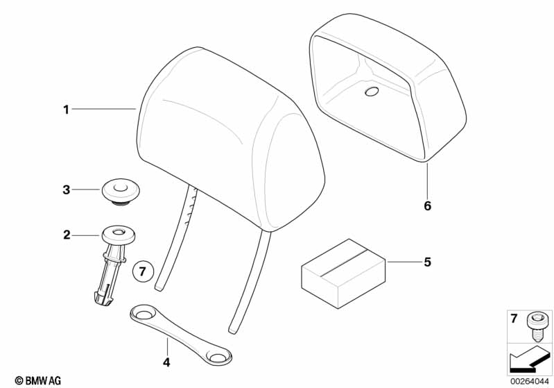 Seat, front, head restraint, base seat