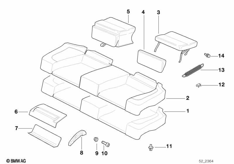 Seat rear, upholstery & cover base seat