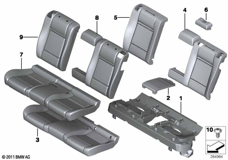 Seat, rear, uphlstry/cover, load-through