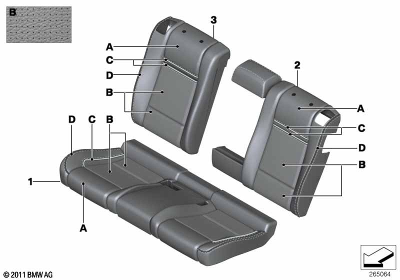Indi. cover, rear seat perf lthr (S4UKA)