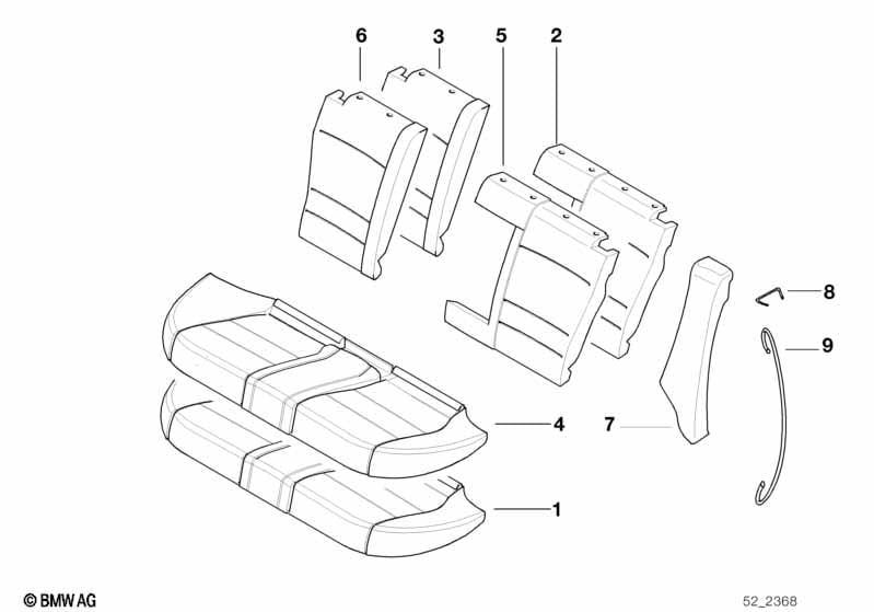 Seat, rear, uphlstry/cover, load-through