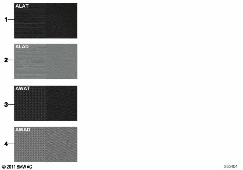 Sample page, upholstery colors, fabric