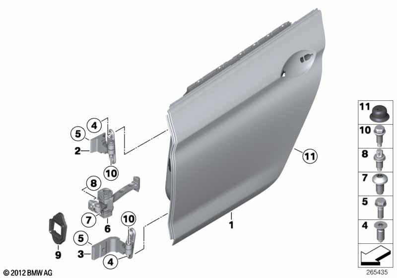 Rear door - hinge/door brake