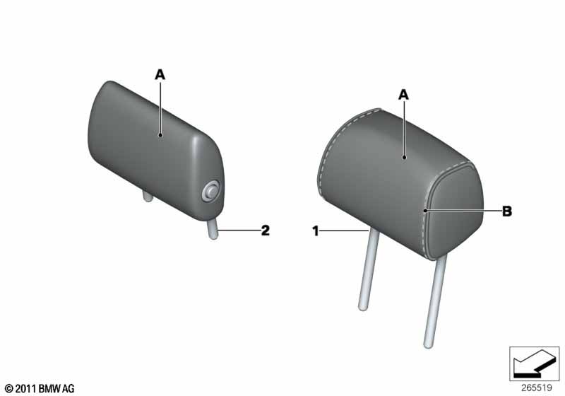 Individual headrest, leather, rear