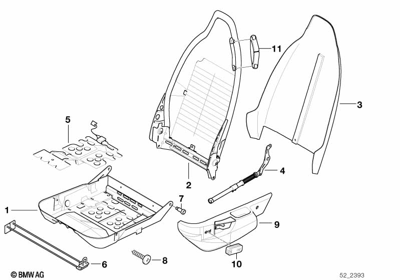 Genuine BMW 52108398969 E36 Seat Pan (Inc. Z3) | ML Performance UK Car Parts