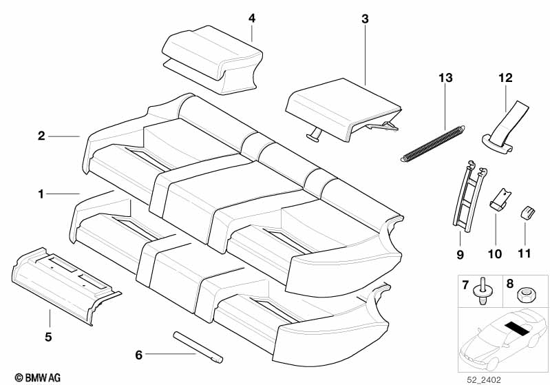 Seat rear, upholstery & cover base seat